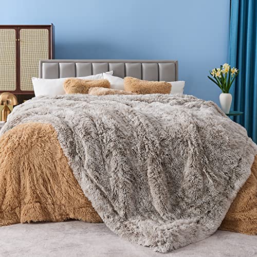 GONAAP Fuzzy Faux Fur Twin Blanket for Couch, Frosty Grey, 60"x80" - color: Frosty Grey, size: Twin(60"x80")