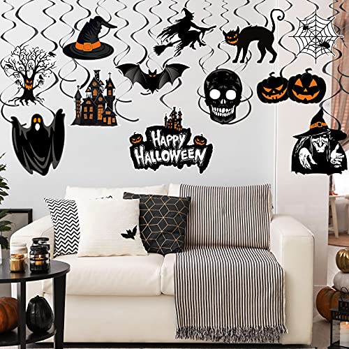 Censen 53 Pcs Halloween Hanging Swirl Decorations - Hanging Halloween Ceiling Streamers Happy Boo Day Witch Pumpkin Ghost Cutout Swirl for Indoor Outdoor Office Supplies(Scared) - style: Scared Style