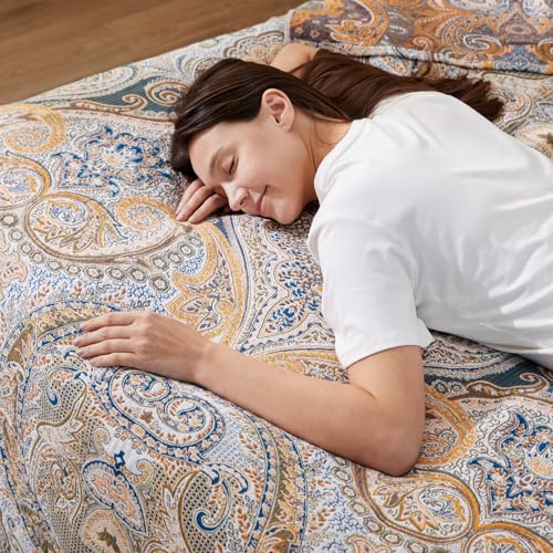 100% Cotton Boho Throw Blanket for Home Decor – Classic Farmhouse Quilt Bedding, Muslin Blankets for Adults, Vintage Woven Decorative Blanket for Couch, Bed Layering Use, Paisley Pattern, 50"x60" - color: 2 - Paisley, size: Throw (50 x 60 Inch)