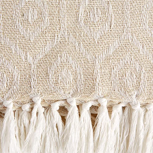 DII Modern Cotton Geometric Blanket Throw with Fringe for Chair, Couch, Picnic, Camping, Beach, & Keep Cozy with Everyday Use, 50x60, Off-White - color: Off-white, size: 50x60"