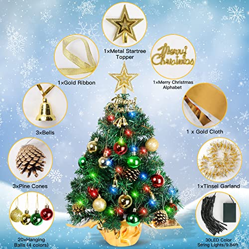 AGIRL Small Christmas Tree with Lights,22 in Mini Tabletop Tree Desk Decor - style: Green Christmas Tree