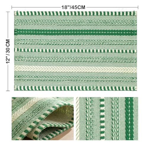Artoid Mode Emerald Woven Braided Stripe Placemats Set of 6-12x18 Inch - color: Emerald, size: 12" x 18", 6 Pcs