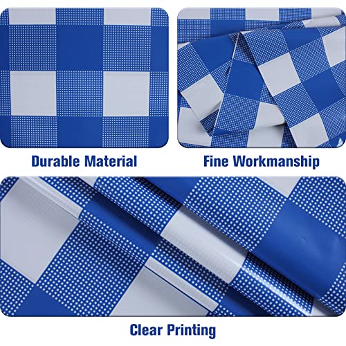 Kesfey Blue Gingham Tablecloth Picnic Party Checkered Table Cover 3 Packs - color: Bule and White