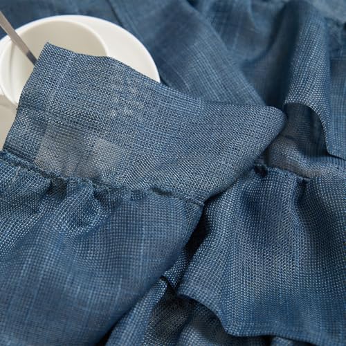 jinchan Ruffled Kitchen Window Valance Curtain, 18 Inch, 1 Panel, Blue Gray - color: 3-tier Ruffle | Blue Gray, size: 50"W x 18"L (Pack of 1)