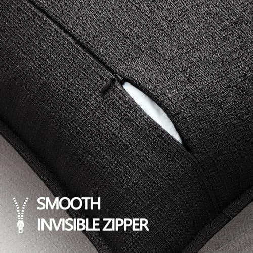 MIULEE Thick Textured Euro Sham Throw Pillow Covers 24x24 Inch Black - color: Black, size: 24" x 24" (Pack of 2)