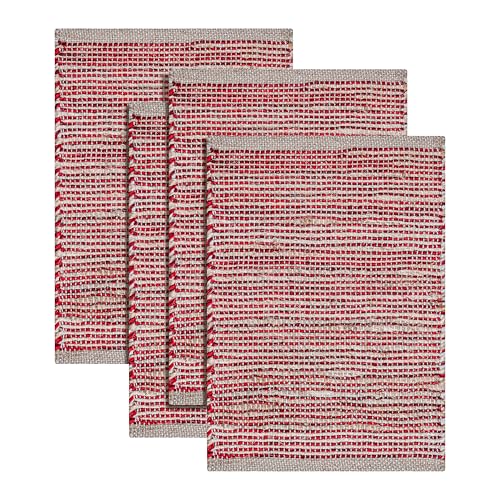 Cotton/Jute Placemats Set of 4-13x19 Inch - Natural - Red - color: Natural - Red