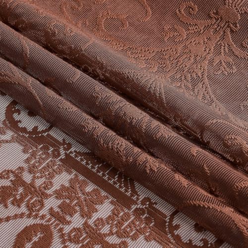 TUDECO Brown Lace Floral Curtains 72 Inch Long, Ruffle Edge, 2 Panels - color: Brown, size: 59"W x 72"L (Pack of 2)