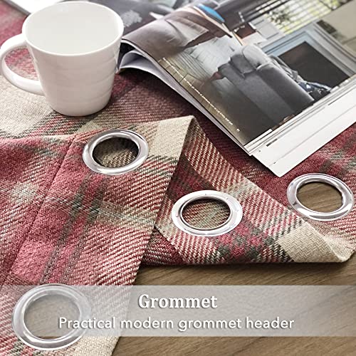 always4u Classic Red Plaid Curtains Highland Woolen Look Tartan Farmhouse Window Treatment Grommet Checked Curtains for Living Room Bedroom 2 Panels 54 * 63 Inches - color: Classic Red, size: 54"W x 63"L (Pack of 2)