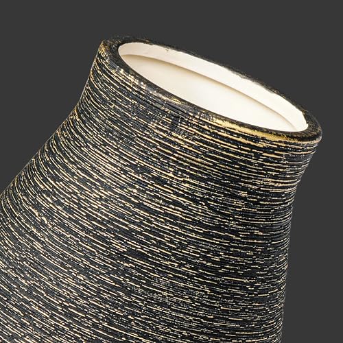 Black Ceramic Flower Vase, 10 Inch - color: Black and Gold, size: 10 inch