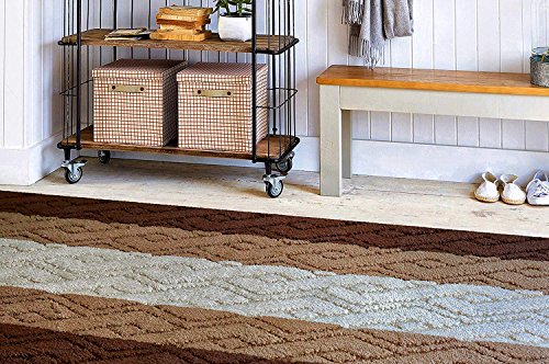 Custom Size Hallway Runner Rug Damask Brown Color 31 inch Wide Select Your Length Non-Slip (Skid Resistance) Rubber Backing 4 feet x 31 inch - color: Knit Brown, size: 2'7" x 4' (Runner)
