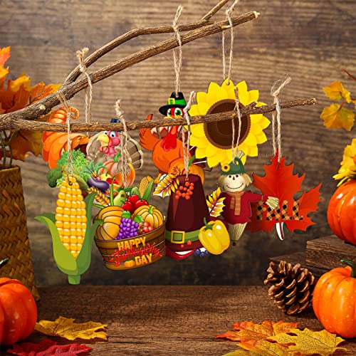 Bucherry 40 Pieces Fall Thanksgiving Wood Ornaments for Tree,Cute Style - style: Cute Style