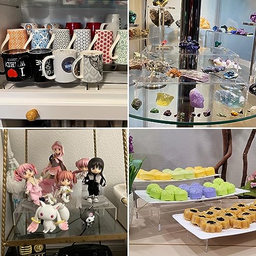 Acrylic Display Risers (7" L~9" L), 2 Sets Clear Tabletop Display Stand