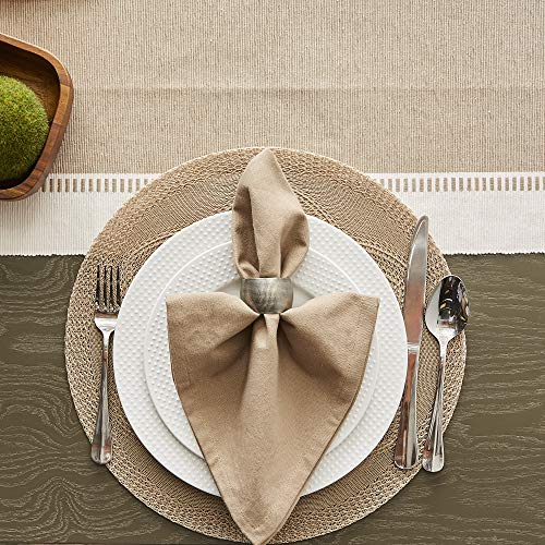 DII Dobby Stripe Table Runner, 13x72 Black & Cream Background - color: Stone Brown, size: 13x72"