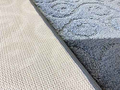Custom Size Modern Runner Rug Carpet for Hallway Entryway Foyer Kitchen, Slip Resistant Latex Rubber Backed 31 inch Wide x 7 feet Long, Scroll Grey - color: Scroll / Grey, size: 31 inch Width X 7 Feet Length