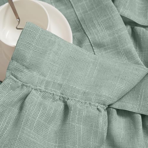 jinchan Ruffled Kitchen Window Valance Curtain, 18 Inch, 1 Panel, Green - color: 3-tier Ruffle | Frosty Green, size: 50"W x 18"L (Pack of 1)