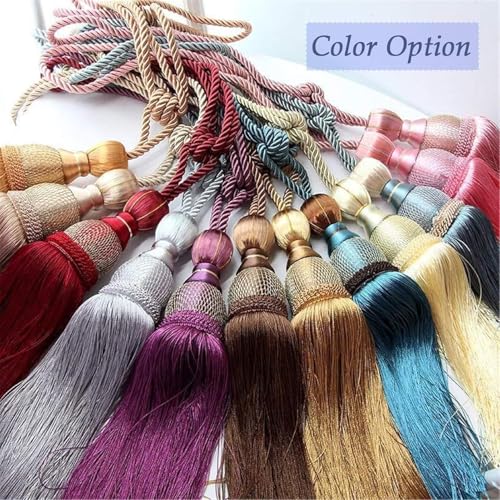 Paired Lantern Single Hanging Ball Tassels Curtains Buckle Sling Binding Lantern Tiebacks Handcrafted Braided Buckle Drapery Curtain Holdbacks Window Treatments for Home - color: Burgundy, size: 10 inches