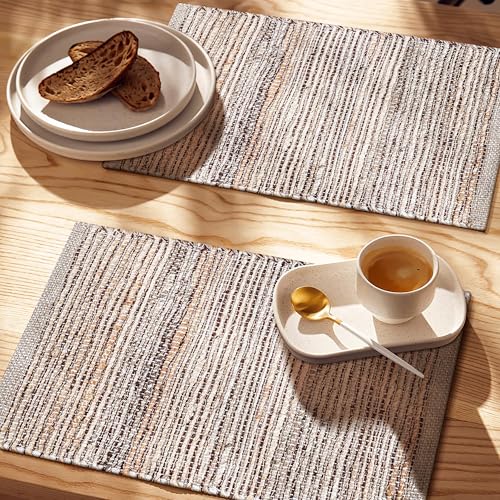 Cotton/Jute Placemats Set of 4-13x19 Inch - Natural - Brown - color: Natural - Brown