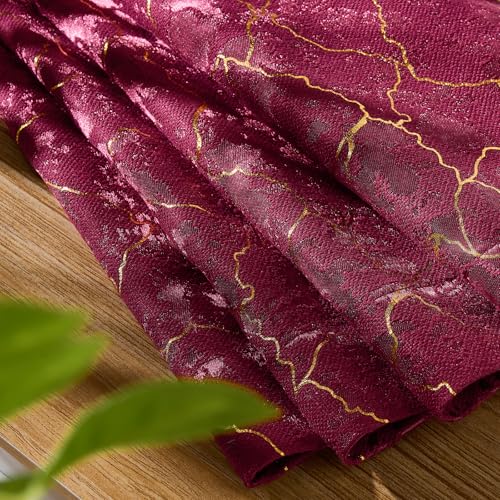 Burgundy and Gold Curtains 63 Inch Length 2 Panels Geometry Garnet Curtains Room Darkening Drapes Grommet Romantic Gold Foil Metallic Marble Textured Jacquard Window Treatment for Bedroom, 52x63 - color: Burgundy, size: 52"W x 63"L (Pack of 2)