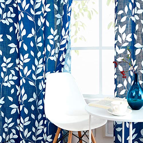 Navy Blue White Sheer Curtains 54" Basement Laundry Small Windows 2pk - color: Navy, size: 52"W x 54"L (Pack of 2)