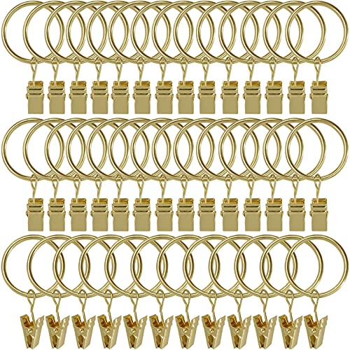 LLPJS Curtain Rings with Clips, 1.26 inch ID, 40 Pack, Gold - color: Gold, size: 1.26" I D Set of 40
