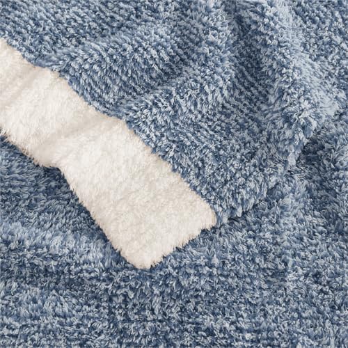 WRENSONGE Soft Throw Blanket for Couch-Cozy Reversible Knitted Blankets - color: Aesthetic Blue, size: Throw (50"x 60")