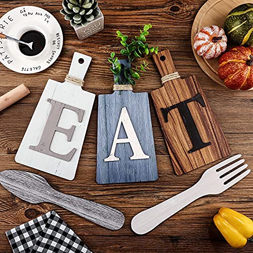Jetec Cutting Board Eat Sign Set Wall Decor, Gray, White, Brown - color: Gray, White, Brown