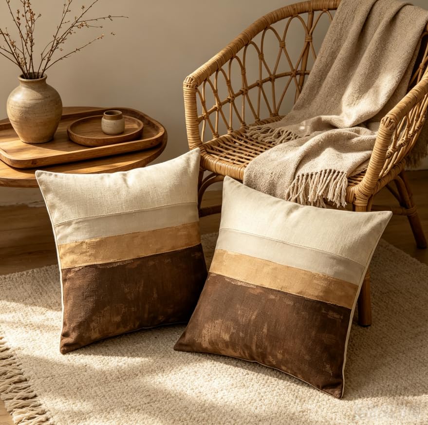 Linen Throw Pillow Covers Set of 2, 18x18in Stripe - color: A20001, size: 18" x 18" (Pack of 2)