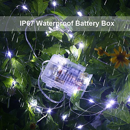 GDEALER 2 Pack 20 FT 60 LED Fairy Lights, Battery-Operated, White - color: Cool White