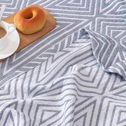 jinchan 100% Cotton Muslin Blanket Twin Boho Throw Blanket 50x60 Slate Blue - color: B. Triangle Blue, size: 50"x60"