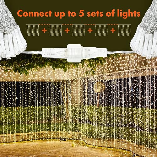 Twinkle Star 300 LED Window Curtain String Lights, Warm White, 2 Pack - color: *Warm white, size: 300 LED-2PACK