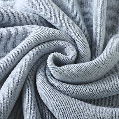 Homiest Pale Blue Knitted Throw Blanket with Fringe, 50x60 Inch - color: Baby Blue, size: 50" x 60"