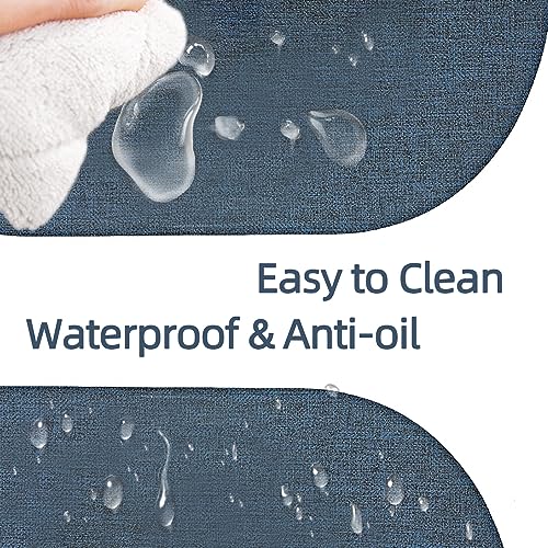 Oval Table Mats Set of 6, Faux Leather Placemats, Heat Resistant & Waterproof(Navy/Grey) - color: Navy/Grey