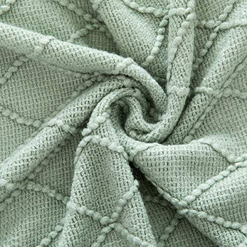 Homiest Aqua Knitted Throw Blanket with Fringe, 50x60 Inch - color: Aqua, size: 50" x 60"