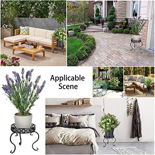 OwnMy Black Metal Round Plant Stand Indoor Outdoor Iron Flower Pot Holder - color: Black