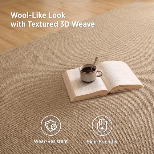 Bedsure 8x10 Faux Wool Area Rug for Living Room, Machine Washable, Brown - color: 08 - Brown, size: 8' x 10' (Rectangular)
