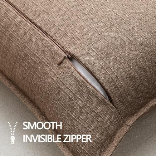 MIULEE Thick Textured Euro Sham Throw Pillow Covers 26x26 Inch Coco Brown - color: Coco Brown, size: 26" x 26" (Pack of 2)