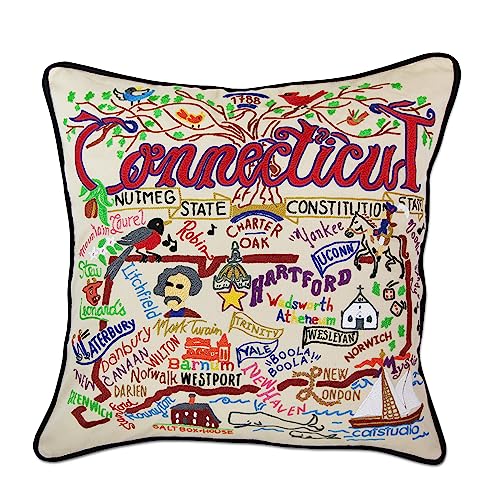 Catstudio Connecticut Hand Embroidered Pillow, Decorative Throw Pillow - color: Connecticut