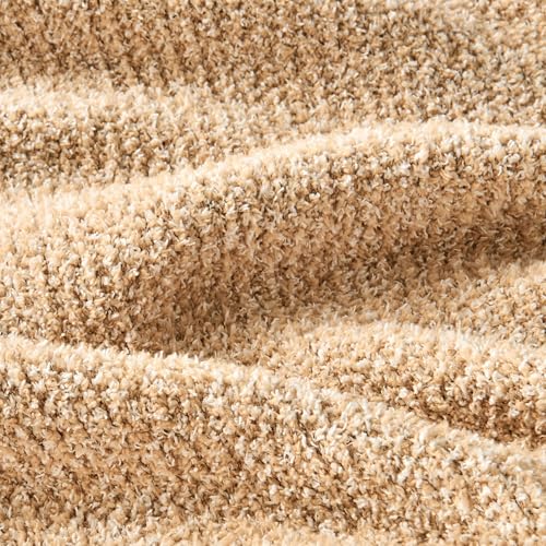 CozeCube Reversible Knitted Throw Blanket, Beige White Melange 50"x60" - color: M-khaki Tan, size: 50"x60"