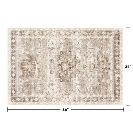 Boho Bathroom Rugs - Washable Non-Slip Soft Low Pile Area Rug for Entryway, Kitchen, and Indoor Spaces - Modern Farmhouse Design, Perfect for Boho Décor (2x3 Beige/Latte) - color: Latte / Beige, size: 2' x 3' (Rectangular)