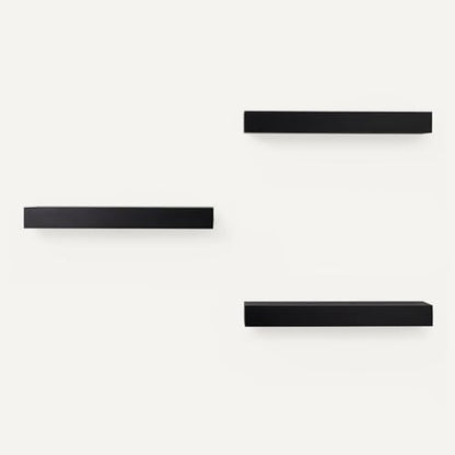 Amazon Basics Wood Floating Wall Shelves, 3-Pack, Black, 15.8" x 5" x 1.8" - color: Black