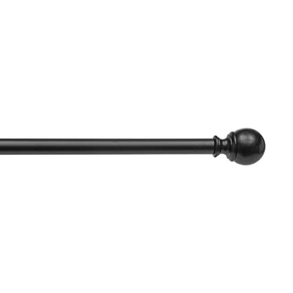 Amazon Basics Adjustable Curtain Rod for Windows with Round Finials, 1-Inch Rod, 36" to 72", Black, 1-Pack - color: Black, size: 36" to 72"