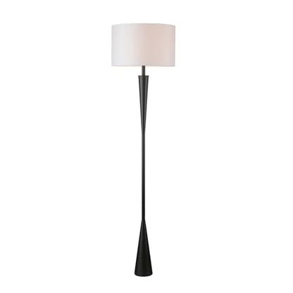 Globe Electric 67224 70" Floor Lamp, Matte Black Finish, White Fabric Shade, Modern Tapered Frame, E26 Base, Contemporary Living Room and Bedroom Lighting - color: Matte Black, White Shade (70")