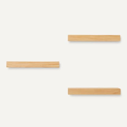 Amazon Basics Wood Floating Wall Shelves, 3-Pack, Pine, 15.8" x 5" x 1.8", Natural Wood Finish - color: Pine
