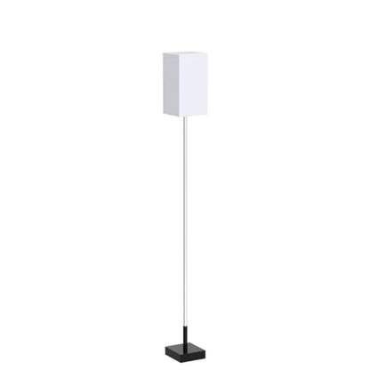 Modern Floor Lamp for Living Room, Tall Black Floor Lamp with Square Linen Shade, Pull Chain Switch and Stable Metal Base, Standing Lamp for Bedroom, Reading Nook and Office, Bulb Included