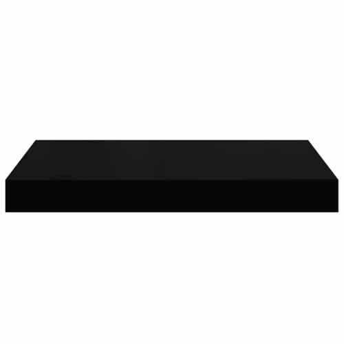 Floating Wall Shelf Black 15.7 in Honeycomb MDF Matte Modern Display Rack 11 lb Capacity Easy Mount for Living Room Bedroom Office - color: Black, size: 15.7 in
