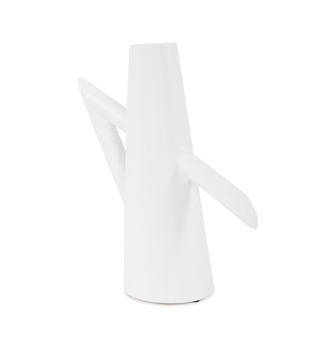 Howard Elliott Collection Astrid Ceramic Vase II, Matte White Scandinavian Design with Clean Lines, Modern Decorative Accent for Table, Shelf or Console, 10H x 9W x 3.5D - size: Vase - II