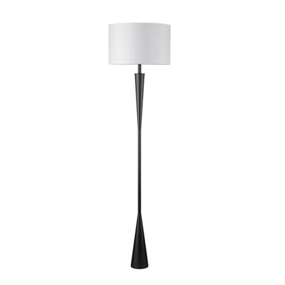 Globe Electric 67224 70" Floor Lamp, Matte Black Finish, White Fabric Shade, Modern Tapered Frame, E26 Base, Contemporary Living Room and Bedroom Lighting - color: Matte Black, White Shade (70")