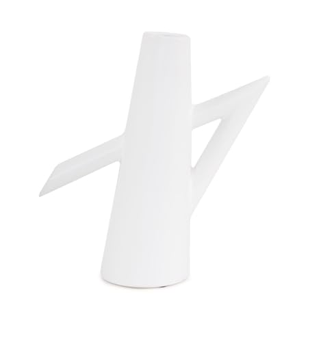 Howard Elliott Collection Astrid Ceramic Vase II, Matte White Scandinavian Design with Clean Lines, Modern Decorative Accent for Table, Shelf or Console, 10H x 9W x 3.5D - size: Vase - II