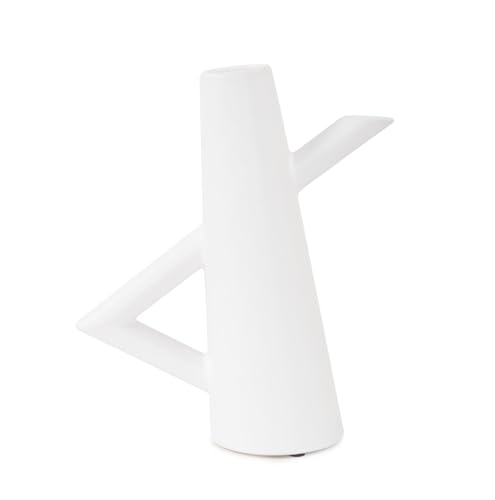 Howard Elliott Collection Astrid Ceramic Vase I, Matte White Scandinavian Design with Clean Lines, Modern Decorative Accent for Table, Shelf or Console, 10H x 8.5W x 3.5D - size: Vase - I