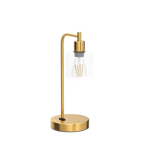 QiMH Set of 2 Industrial Table Lamps, Glass Desk Lamp for Living Room - color: gold-2